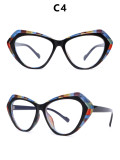 Anti blue light cat eye glasses with floral frame flat lens