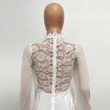 High Neck Lace Long Sleeved Jumpsuit