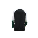 Casual Round Neck Long Sleeved Patchwork Color Rhinestone Top