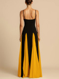 Off Shoulder Patchwork Large Skirt Suspender Dress
