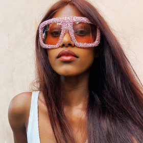 Sunglasses Luxury Diamond Studded Large Frame Square Sunglasses