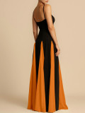 Off Shoulder Patchwork Large Skirt Suspender Dress