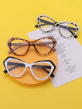 Anti blue light cat eye glasses with floral frame flat lens