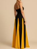 Off Shoulder Patchwork Large Skirt Suspender Dress