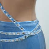 Blacktop and Navel Exposed Short Top Two-piece Set with Hot Stamping