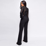 High Neck Lace Long Sleeved Jumpsuit