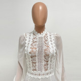 High Neck Lace Long Sleeved Jumpsuit