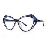 Anti blue light cat eye glasses with floral frame flat lens