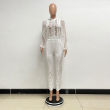 High Neck Lace Long Sleeved Jumpsuit