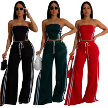Flat Top with Loose Pants Casual Two-piece Set