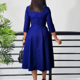Solid Color Pleated Plus Size African Dress