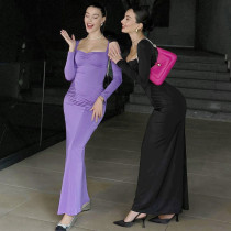 Pleated Long Sleeved Dress