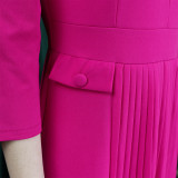Solid Color Pleated Plus Size African Dress