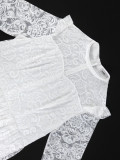 Perspective Sleeve Half High Collar Lace Skirt