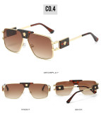 Head Decoration Square Double Beam Metal Sunglasses