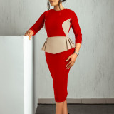Color Blocked OL Tongle Hip Hugging Dress