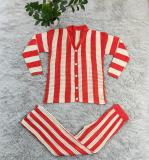 Hollow Out Wide Leg Knitted Sweater Two-piece Set