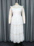 Perspective Sleeve Half High Collar Lace Skirt