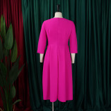 Solid Color Pleated Plus Size African Dress