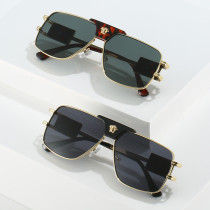 Head Decoration Square Double Beam Metal Sunglasses
