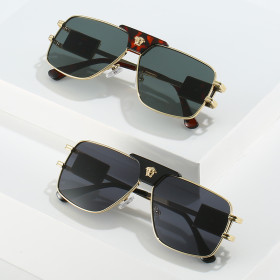 Head Decoration Square Double Beam Metal Sunglasses