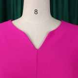 Solid Color Pleated Plus Size African Dress