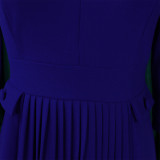 Solid Color Pleated Plus Size African Dress