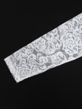 Perspective Sleeve Half High Collar Lace Skirt