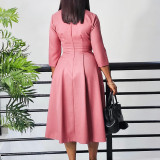 Solid Color Pleated Plus Size African Dress