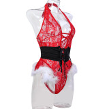 Christmas Outfit Hanging Neck Hollow Waistband Slimming Jumpsuit Double Wearing Method