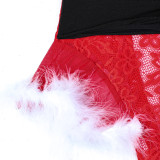 Christmas Outfit Hanging Neck Hollow Waistband Slimming Jumpsuit Double Wearing Method