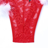 Christmas Outfit Hanging Neck Hollow Waistband Slimming Jumpsuit Double Wearing Method