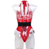 Christmas Outfit Hanging Neck Hollow Waistband Slimming Jumpsuit Double Wearing Method