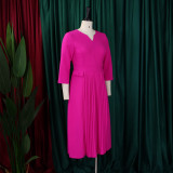Solid Color Pleated Plus Size African Dress