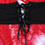Christmas Outfit Hanging Neck Hollow Waistband Slimming Jumpsuit Double Wearing Method