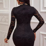 Hot Stamping Mesh Lace Patchwork Dress