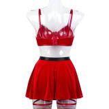 Christmas Korean Velvet Red Dress Up Festival 4-piece Set