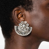 Full Diamond Fan-shaped Ear Clip Exaggerated Rhinestone
