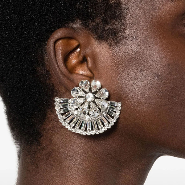 Full Diamond Fan-shaped Ear Clip Exaggerated Rhinestone