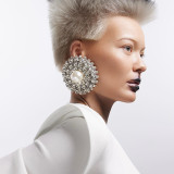 Large Round Earrings with Exaggerated Personality and Rhinestone Earrings