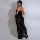 Burnt Flower Hollow Suspender Dress