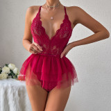 Underwear Elastic Lace Tight Fitting Jumpsuit Waist Two-piece Set