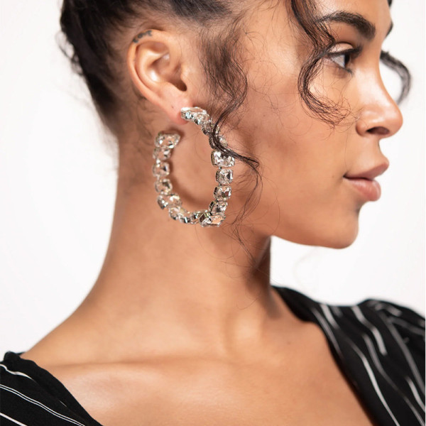 Circular Earrings with Personalized Rhinestone Earrings