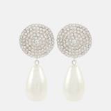Round Ear Clip Fashionable and Simple Rhinestone Earrings