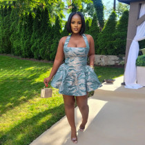 Strap Woven Jacquard Dress