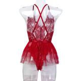 Underwear Elastic Lace Tight Fitting Jumpsuit Waist Two-piece Set