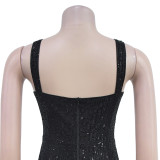 Bead Feather Suspender Dress