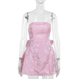 Jacquard Strapless Bow Dress