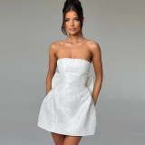 Jacquard Strapless Bow Dress