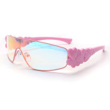 Y2K One-piece Sunglasses with Flower Metal Frame Sunglasses